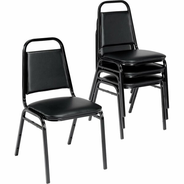 Interion By Global Industrial Interion Banquet Chair with Square Back, Vinyl, 1-1/2in Seat Thickness, Black 695862